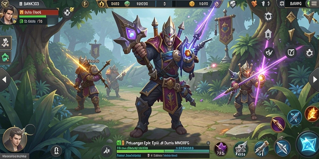 Tampilan gameplay mendebarkan dari BANK303 yang menampilkan aksi epik di dunia MMORPG.