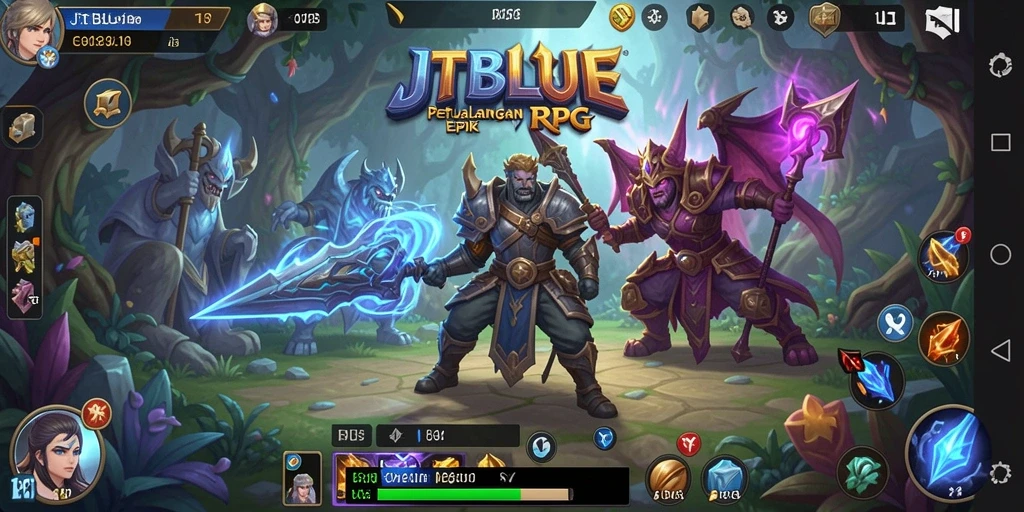 Screenshot JTBLUE menampilkan aksi pertarungan seru dalam dunia RPG.