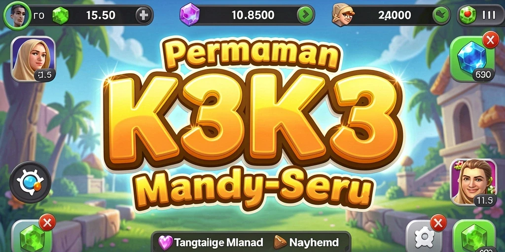 Tampilan gameplay K3K3 yang seru dengan kombinasi ikon warna-warni.