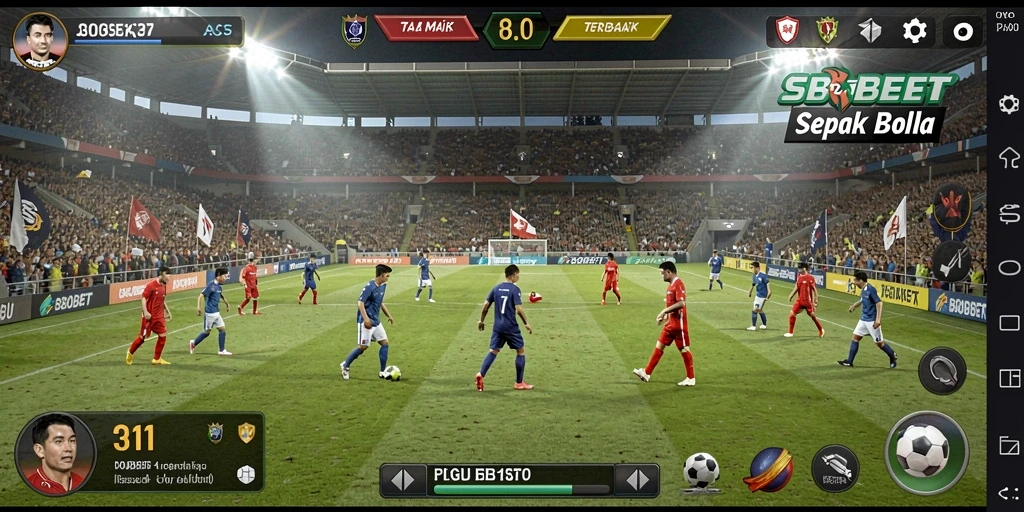 Tampilan gameplay SBOBET menampilkan statistik dan peluang taruhan sepak bola.