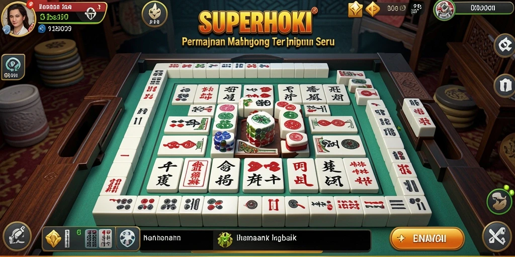 Screenshot utama SUPERHOKI menampilkan sesi gameplay Mahjong yang seru.